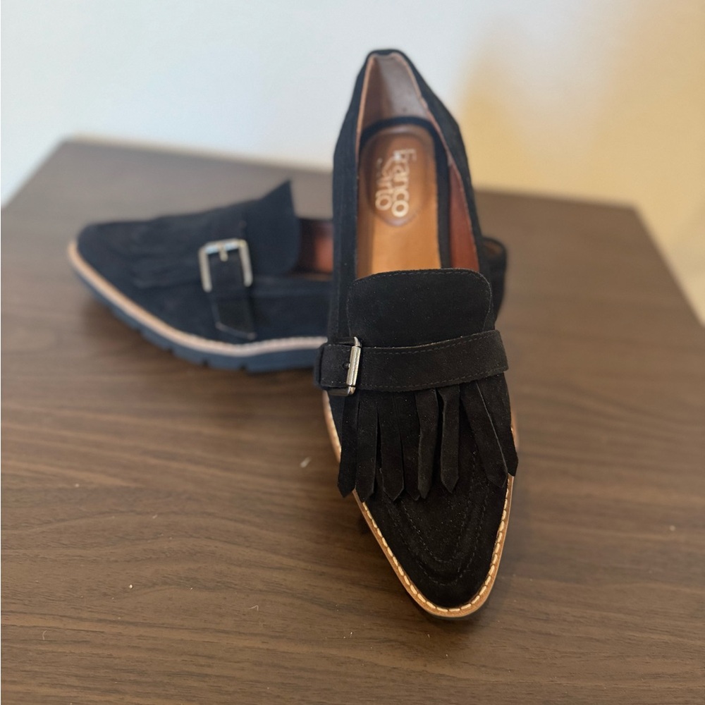 Franco Sarto Black Loafers with Tassel Detail - Picture 2 of 5